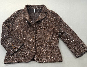 IISLI Sequin Blazer Bronze Brown Sz 10 Sparkle Party Cocktail Wedding Guest